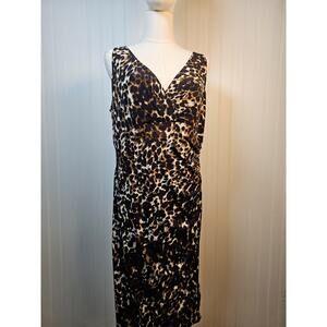 Lauren Ralph Lauren Leopard Print Cocktail Dress Women’s Size 16 Stretch Party